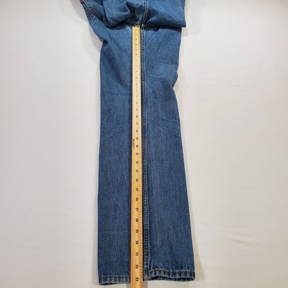 Levis 505 Jeans Mens 38x34 Heavy Blue Denim Regular Fit Straight Leg Classic - Picture 14 of 16